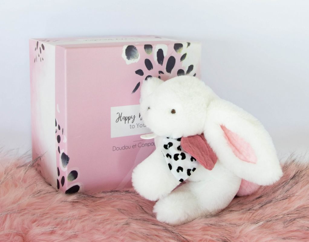  - happy - peluche lapin blush rose 25 cm 